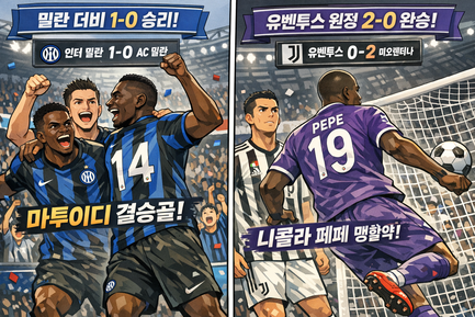 세리에A 인터 밀란 AC 밀란 꺾고 승리피오렌티나 유벤